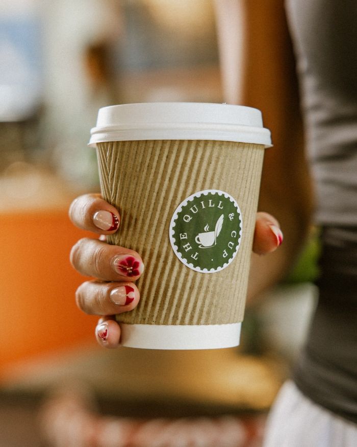 Takeaway coffee from the quill and cup cafe